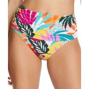 Bleu by Rod Beattie Women's Multicolor Shirred Bikini Bottoms 4 NWT